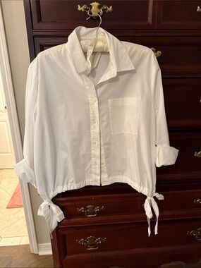 Classic White Tie-Hem Button-Front Women's Top from Ann Taylor loft